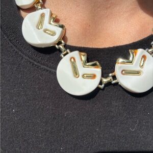 Chic White and Gold Statement Necklace